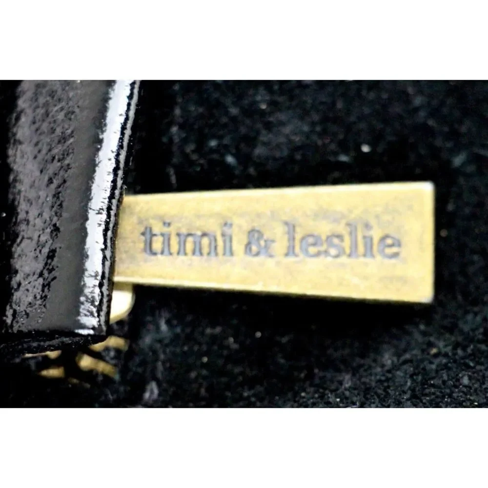 Timi & Leslie BLACK GENUINE LEATHER SUEDE BOHO TOTE SHOULDER BAG HANDBAG PURSE